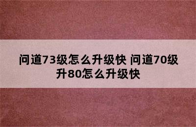 问道73级怎么升级快 问道70级升80怎么升级快